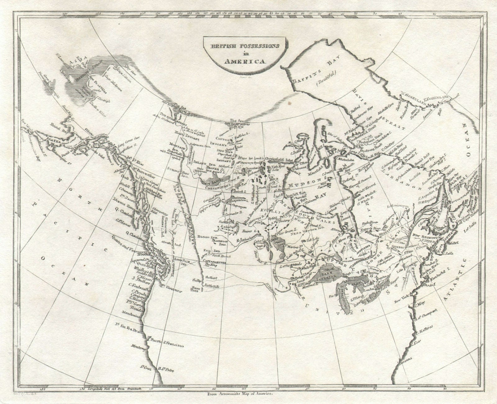 British Possessions in North America by Arrowsmith & Lewis. Canada 1812 map